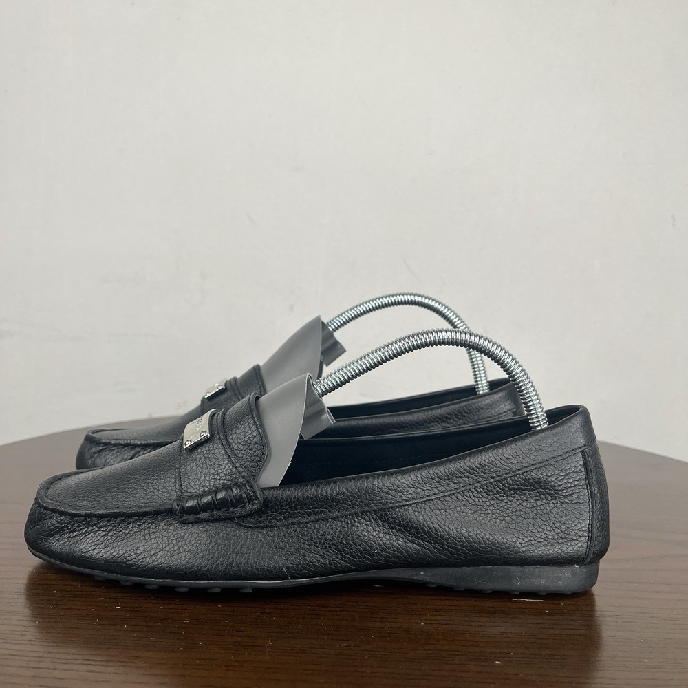 Coach Penny Fredrica Shoes Women's 7B Black Leather Loafers Slip On Flat Moc Toe
